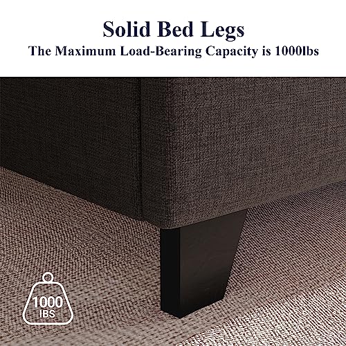 Allewie Queen Size Platform Bed Frame with Wingback, Fabric Upholstered