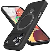 KMAMBAG Mag-Ring Designed for iPhone 17 Pro Max Case, Liquid Silicone [Moisturizing Factor] Extreme Soft Slim Phone Case with Stand [Compatible with MagSafe] for 17 Pro Max 6.9 inch Men Women, Black