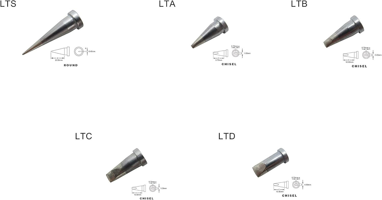 5 PCS Weller LT Replacement Soldering Tips for WP80, WSP80, WSFP8