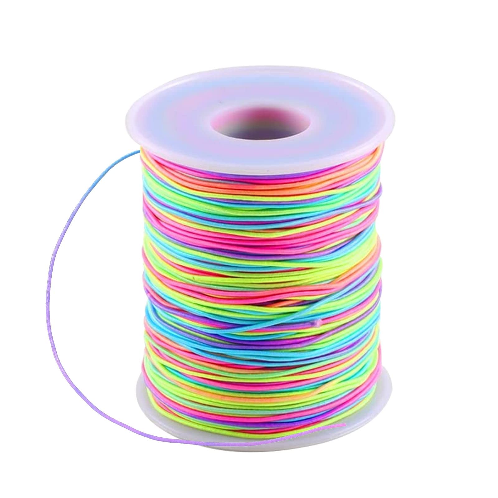 QILUCKY Elastic Cord,Rainbow Color Stretch String Cord for Beading, Jewelry, and Craft Making,Beading Cords Threads for DIY Jewelry Making,Bracelet, Necklace, Fabric Crafting String(1 mm / 100 m)