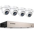 ZOSI 3K Lite 8CH H.265+ Home Security Camera System with AI Human/Vehicle Detection,Night Vision,5MP Lite 8 Channel CCTV DVR,4pcs 1080P 1920TVL 2MP Outdoor Indoor Surveillance Dome Cameras (No HDD)