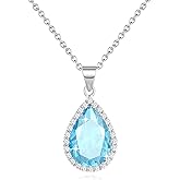 Sumonyo Diamond Teardrop Pendant Necklaces for Women Crystals Birthstone Costume Jewelry Gifts for Women,Gold Plated 17.92 + 1.97 inch Chain