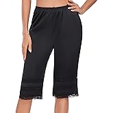 MANCYFIT Pettipants for Under Dresses Womens Bloomers Satin Culottes Slips 27" Snip-it Lace Half Slip Shorts