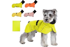 AIMYDOG Dog Raincoat, Waterproof Dog Rain Jacket with Calming Hood, Adjustable Lightweight Dog Rain Coat with Zipper Leash Hole and Reflective Strip for Small Medium Dogs Puppies(Green, S)