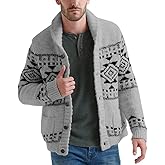 Runcati Men's Shawl Collar Cardigan Sweater Multi-Color Button Down Knitted Sweaters with Pockets