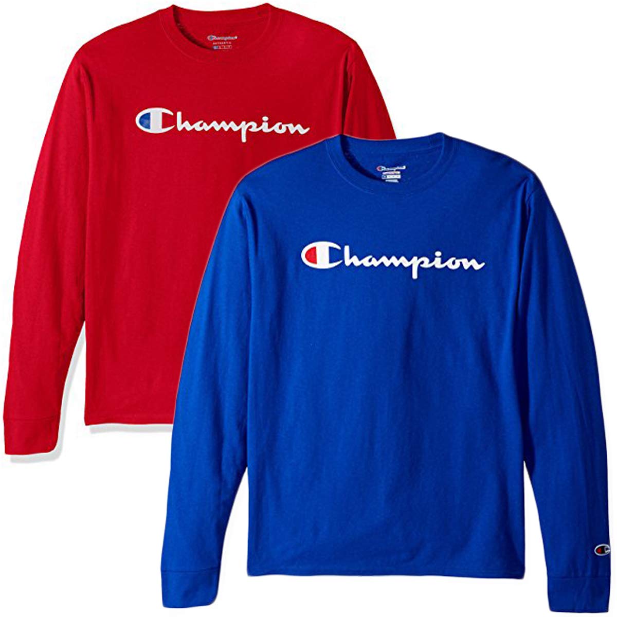 Champion Men's Classic Jersey Script T Shirt -3 Piece Bundle Includes 2 Shirts Free BE Bold Gym Tote Bag Genie Outlet