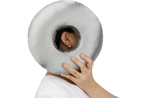 Heal n Hope Silky Satin Piercing Pillow Ear Pillows Donut with Hole for Ear Pain CNH Piercing Pain Relief Sleeping Pressure Sore Side Sleepers Smooth Cooling Ear Guard Protector, Gray
