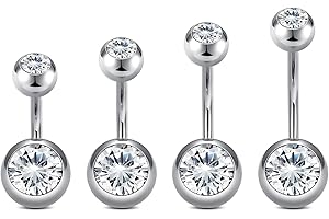 MODRSA Silver Belly Button Ring Gold Belly Rings Gold Belly Piercing Jewelry Dangle Hypoallergenic Surgical Steel Dainty Opal