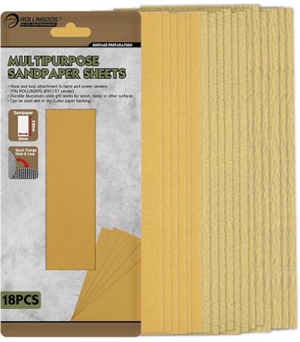 Papiers Abrasifs 17,8 X 22,9 Cm - Lot De 18 Feuilles Grains 80/120/240, Velcro, Pour Ponceuse D'angle Et Usage Manuel