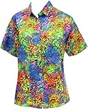 Hawaiian Shirt Blouses Button Down Relaxed Fit Women Short Sleeves Camp Multi