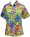 Hawaiian Shirt Blouses Button Down Relaxed Fit Women Short Sleeves Camp Multi