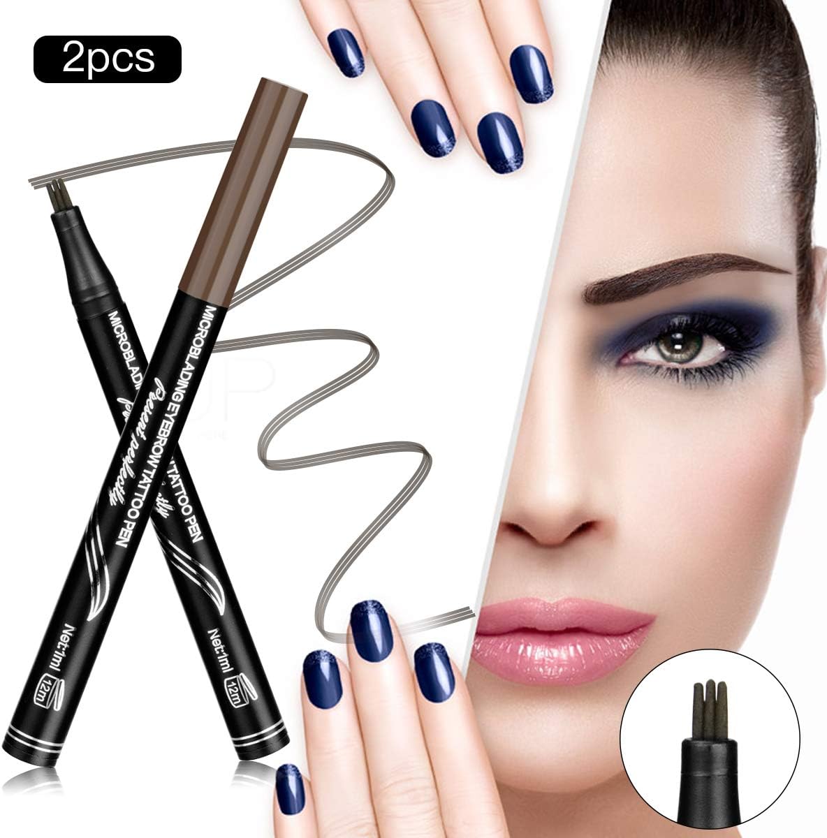 2PCS Eyebrow Tattoo Pen（Dark Brown）, NAQIER Eyebrow Pencil Natural Long Lasting Tattoo Eyebrow Waterproof Brown Eyebrow Pencil Makeup