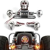 evomosa Motorcycle Skull Turn Signal and Taillight Brake License Plate Rear Light 12V for Scooter ATV Dirt Bike Bobber Cruiser Chopper Cafe Racer Motorcycle Accessories