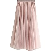 GOLDSTITCH Tulle Skirts for Women Long Fairy Skirt Tutu A-Line Mesh Layered High Elastic Waist Skirts