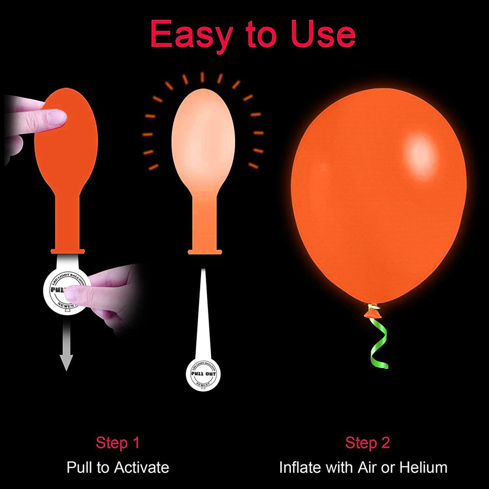 M.C.works 32 Pack Light Up Balloons Party LED Balloons Fun time, 8 Colors Balloon, Colorful Warm Light, Lasts 12-24 Hours Birthday, Wedding, Parties, 7 Blossom Clips & Ribbon Included.