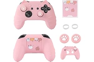 NANANINO Cute Cat Paw Skin for Switch Pro Controller - Soft Silicone Protective Cover with Thumb Grip Caps and Stickers, Personalized Gaming Accessory for Kids & Cat Lovers - Pink