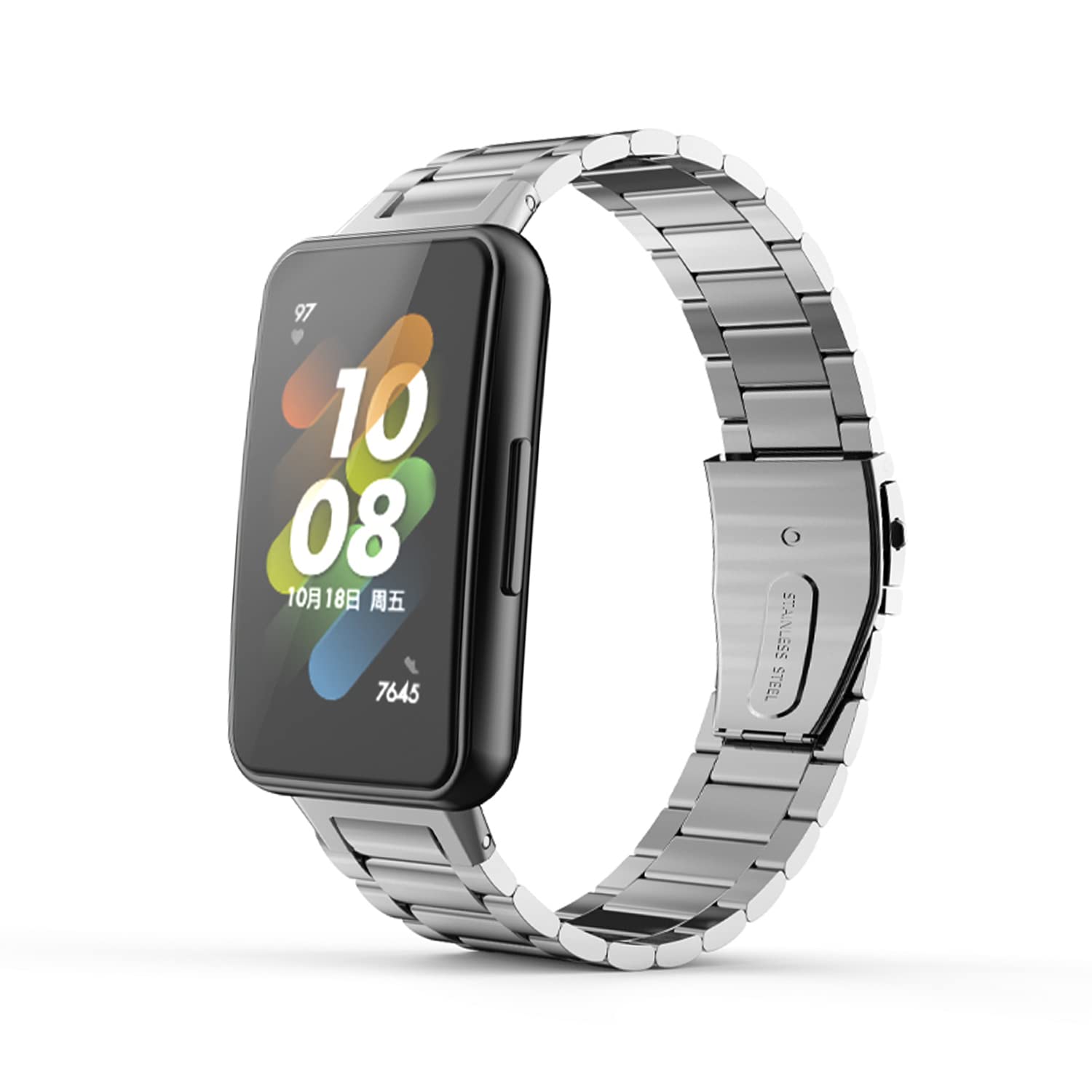 SeNool Strap Compatible with Huawei Band 7/Honor Band 7, [Stainless Replacement Bracelet] [Sturdy and Durable] [Adjustable Length] [Stylish Delicate], Band for Honor Band 7/Huawei Band 7 - Silver