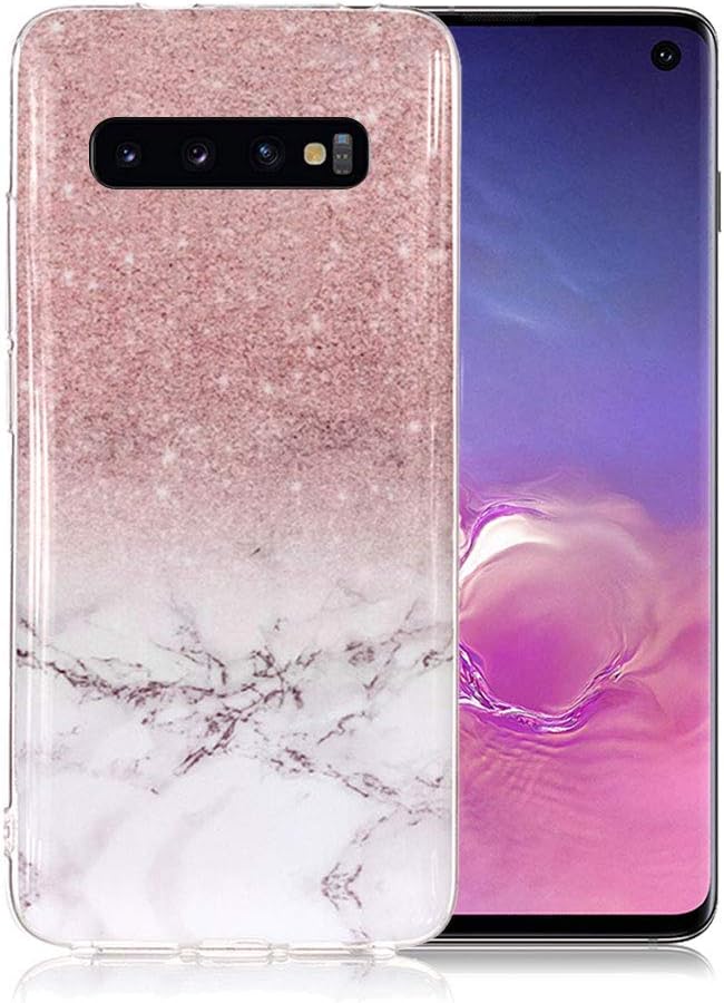 Marble Phone Case for Samsung Galaxy S10, Silicone Case Marble Pattern Ultra Slim Transparent Slim-Fit Anti-Scratch Shock Proof TPU Soft Gel Case Cover Bumper Protective Rubber Shell - Rose Gold
