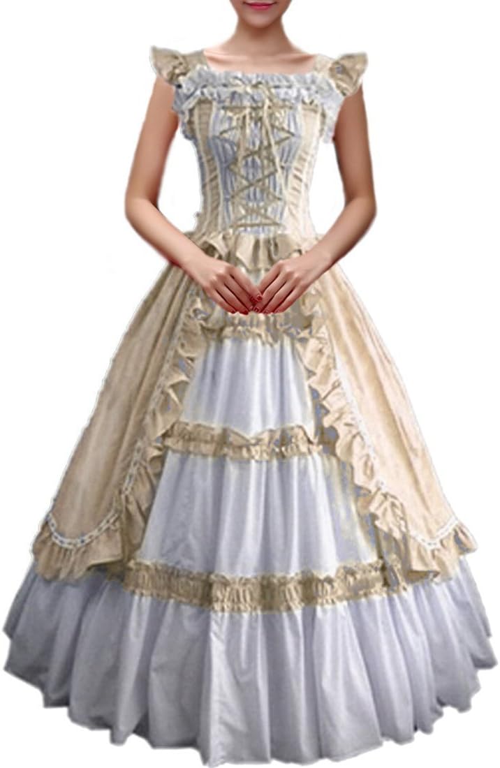 Partiss Women's Short Sleeve Ruffles Masquerade Gown Gothic