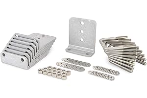 STURDY BUILT (8) 6" Aluminum L-Type Boat Trailer Bunk Bracket Kit with Stainless Steel Mounting Hardware For 3x3 Boat Trailer Crossmembers