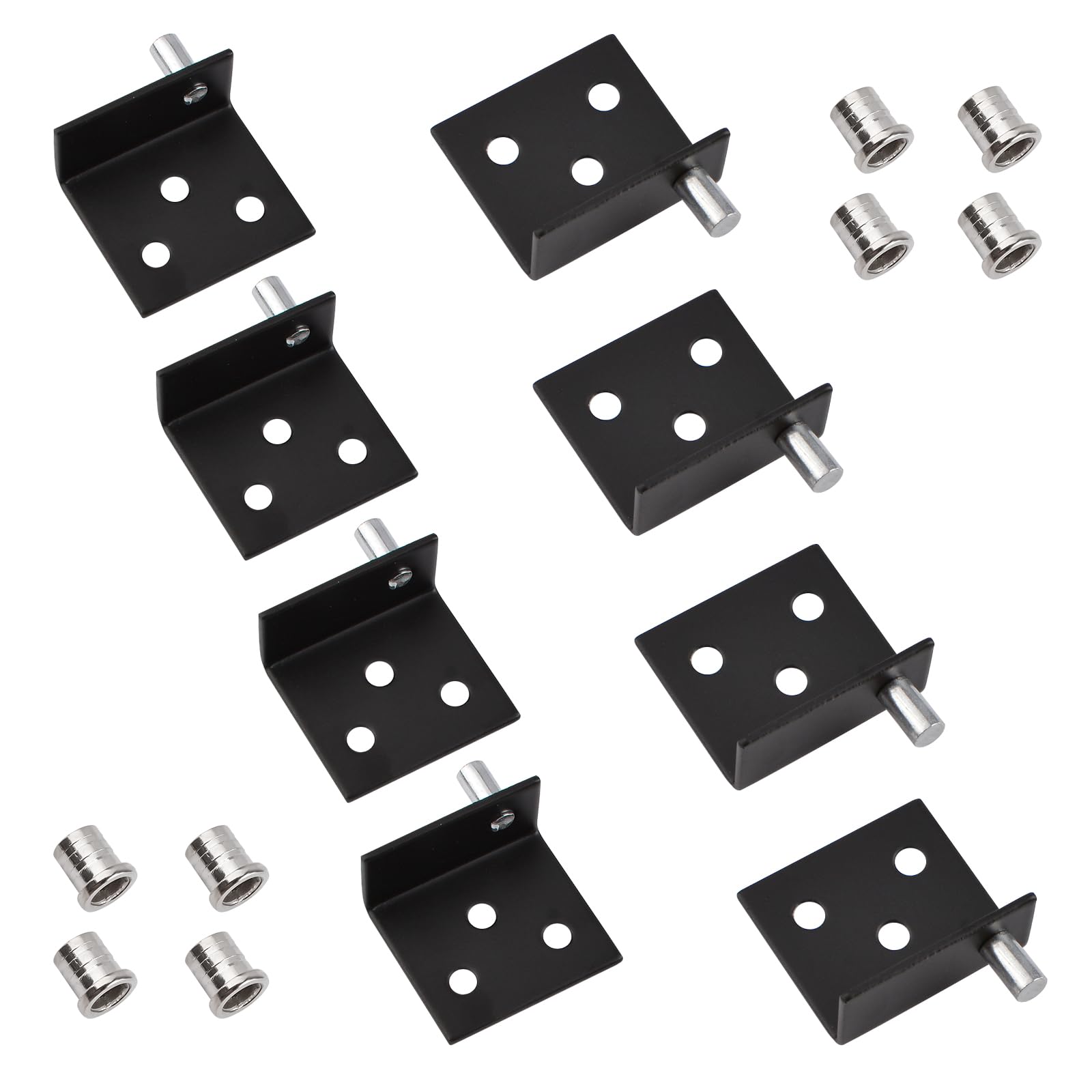 UFURMATE Pivot Hinge, 4 Sets Concealed Shaft Cabinet Door Pivot Hinges Cabinet Wood Door Hinges with Pin Door Hinges with Bushing for Free-Swinging Wood Cabinet Door (Black)