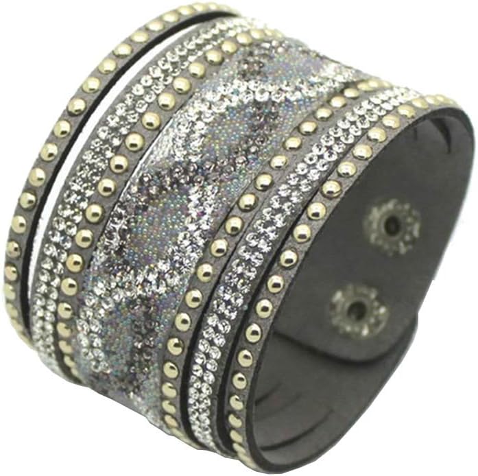 Physn Crystal Leather Bracelets & Bangles Personality Printed Pave Setting Rhinestone Charm Bracelet