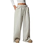 GORGLITTER Women's Low Rise Baggy Pants Wide Leg Sweatpants Foldover Y2k Athletic Workout Joggers Track Pants Trousers