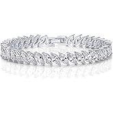 PAVOI 14K Gold Plated Marquise Cut Tennis Bracelet for Women - Cubic Zirconia Gold Tennis Bracelets for Women - Delicate Marquise CZ Bridal Jewelry for Wedding