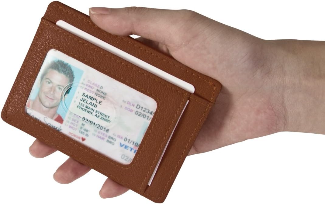 Slim Mens Wallet,Unifold by SWISSELITE Mens Slim Trifold Wallet with Genunie Leather Card Wallet (Cocoa/window)