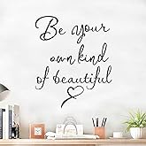 Inspirational Quotes Bedroom Wall Stickers: Women Beautiful Home Positive Vinyl Art Wall Decals - Living Room Bathroom Kitchen Family Wall Decor - Be Your Own Kind of Beatiful 15