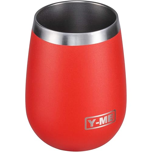 Y-ME Stainless Steel Wine Tumbler Insulated,10oz Wine Tumbler with Lid Double Wall,Wine Cup with Lid for Coffee,Cocktails,Drinks
