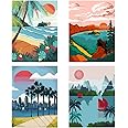 LWZAYS Paint by Number for Adults,Beach Paint by Numbers,without Frame DIY Oil Painting Acrylic Paints for Wall Art（4 Pack 12x16 in）