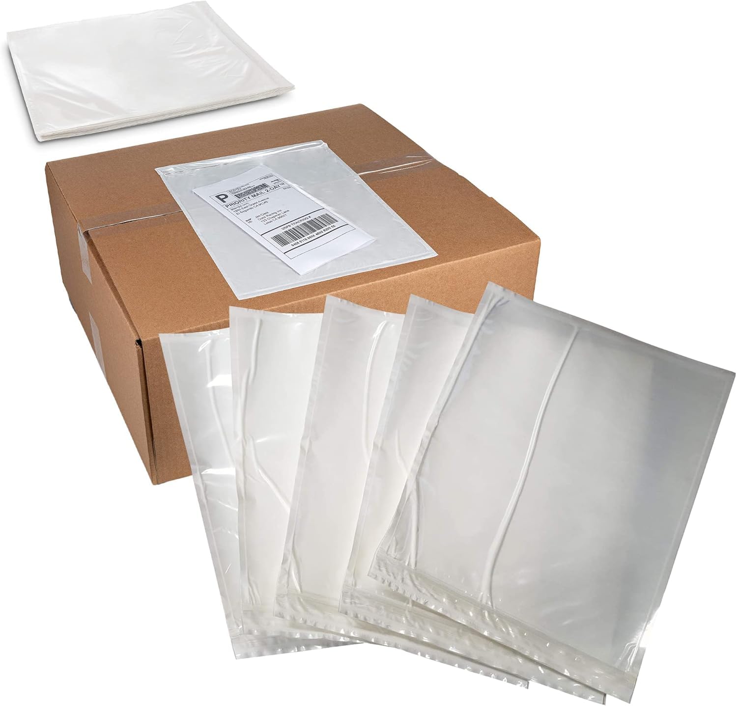 MT Products Clear Plastic Blank Envelope Pouch 9.5" x 12" - Resealable Disposable Packing List for Shipping - Pack of 500 Image