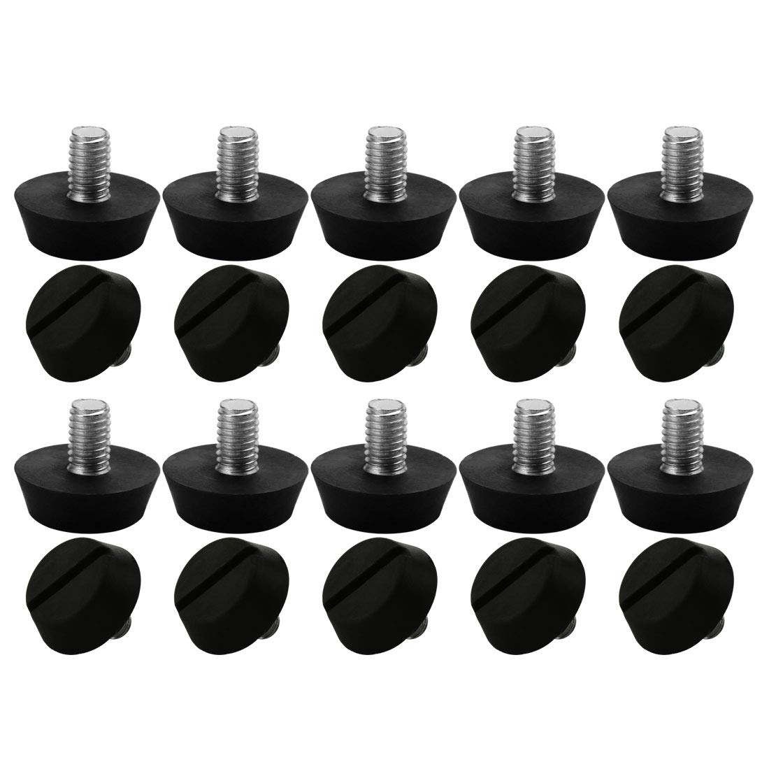 Sourcingmap M6 x 10 x 20mm Furniture Glide Leveling Feet Adjustable Leveler Floor Protector for Chair Sofa Leg 20 Pack
