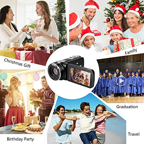 Video Cameras Camcorders for YouTube Videos,Digital Video Camcorder Cameras FHD 1080P with Remote Control/IR Night Vision/Support Tripod/Rotation Screen/TV Video Output