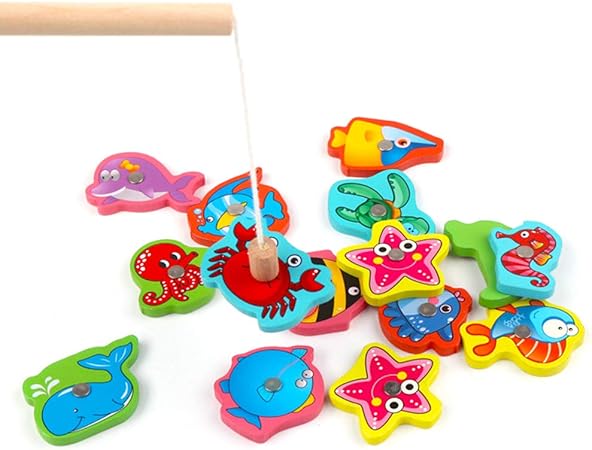 Amazon Sefod さかなつり 子供おもちゃ かわいい 木製 釣り遊び マグネット 磁石 色 認知 かわいい 釣りゲーム カラフル 木の おもちゃ 知育玩具 家族で 楽しむ 魚釣り 虫釣り ゲーム 子ども向け ボックス付き 屋内遊具 おもちゃ