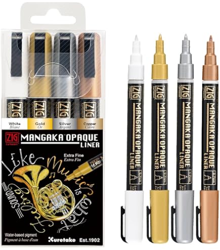 Amazon.com: Kuretake Zig Gold and Silver pens Assortment Set