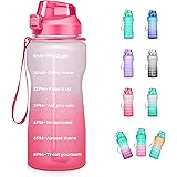 4AMinLA Motivational Water Bottle 64/100oz Half Gallon Jug with Straw and Time Marker Large Capacity Leakproof BPA Free Fitne