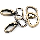 Oval Ring Swivel Lobster Claw Clasps, 10 Set Keychain Clasp Oval Ring Swivel Snap Hooks for Strap Bag Purse Landyard Craft (Brushed Brass,1 1/4")