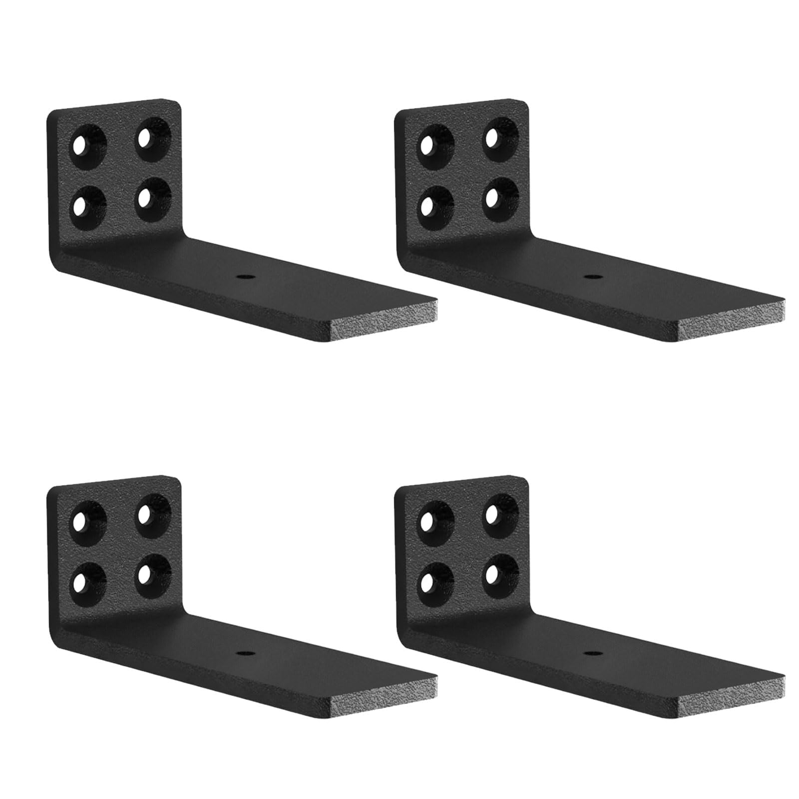 MLOQI 4 Pack Scaffold Board Shelf Brackets Heavy Duty, Black Floating Shelf Bracket, 5mm Thick Wall Brackets for Shelves up to 50 KG (12.7cm)