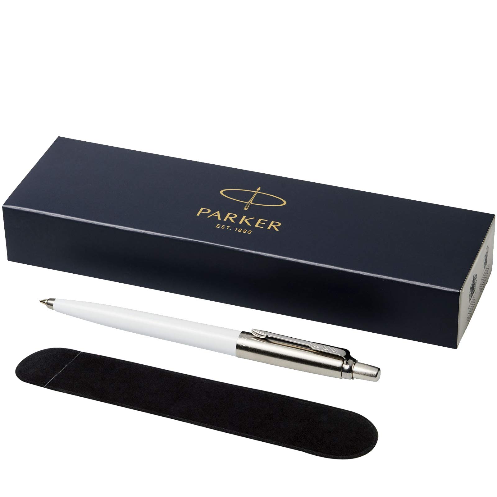 PARKER -"Jotter ballpoint pen with Velvet Pouch in gift box - black ink - white