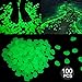Sunnest 100Pcs Glow in the Dark, Decorative Garden Pebbles for Walkways/Garden/Path/Fish Tank/Aquarium (Green)