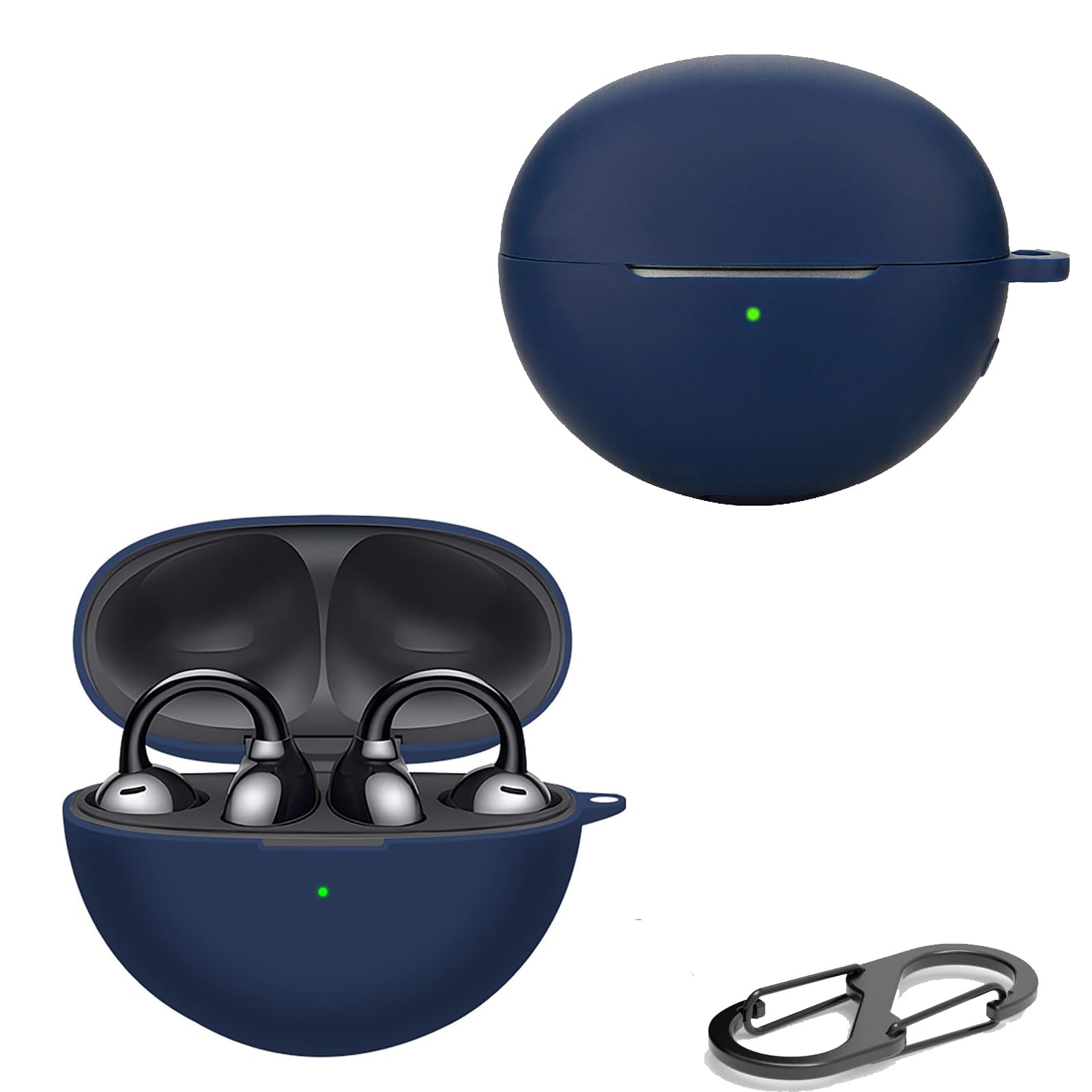 KZIOACSH Silicone Case for HUAWEI FreeClip, Ultra Slim Anti-Scratch Anti-Lost Protective Earbuds Case Lightweight Washable Sumdge-Proof Earphone Skin Cover with Carabiner for HUAWEI FreeClip, Blue