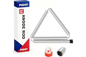 PODOY 44'' Flexible Magnesium Anode Rod for Hot Water Heater Compatible with Rheem Reliance Richmond GE KenmoreTanks 3/4" NPT Thread 0.8'' Diameter, Including Teflon Tape and 1-1/16" Socket Tool