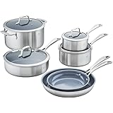 ZWILLING Spirit 3-ply 10-pc Stainless Steel Ceramic Nonstick Pots and Pans Set, Dutch Oven, Fry Pan