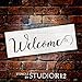 Welcome Stencil by StudioR12 | Sunny Cursive Script Word Art | Reusable Mylar Template | Paint & Craft Wood Sign | Use for Wall Art, DIY Home Decor | Select Size (11