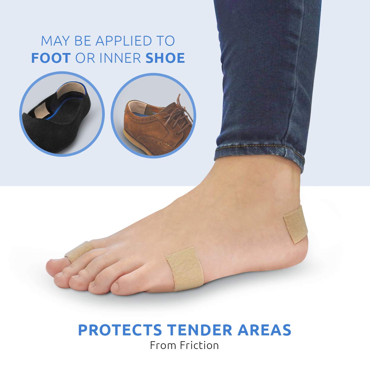 Comfort Zone Super Moleskin Padding, Protects Tender Areas of The Foot from Friction, Light