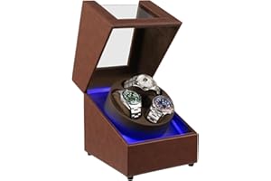 Anyasun Watch Winder for Automatic Watches,3 Watch Winder Box with LED Display, Ultra Quiet Japanese Motor,4 Rotation Modes,Watch Shark for Men & Women,USB-C Power