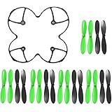 AFUNTA Propeller Blades Protection Guard Cover and Props 5X Sets Compatible X4 H107C H107D Quadcopter-Black/Green
