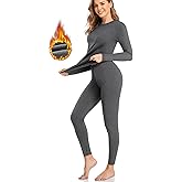 SIMIYA Thermal Underwear Set for Women Long Johns with Fleece Lined Long Sleeves Base Layer Set Top Bottom
